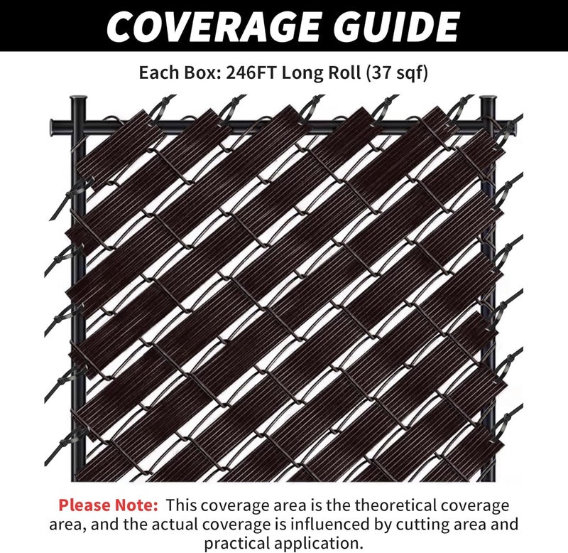 LEIGUNSING Chain Link Fence Privacy Tape, 246ft x 0.15ft Chain Link Fence Slats, Fence Covering Privacy, 200PCS Zip Ties + Puncher Included, Brown - Image 4